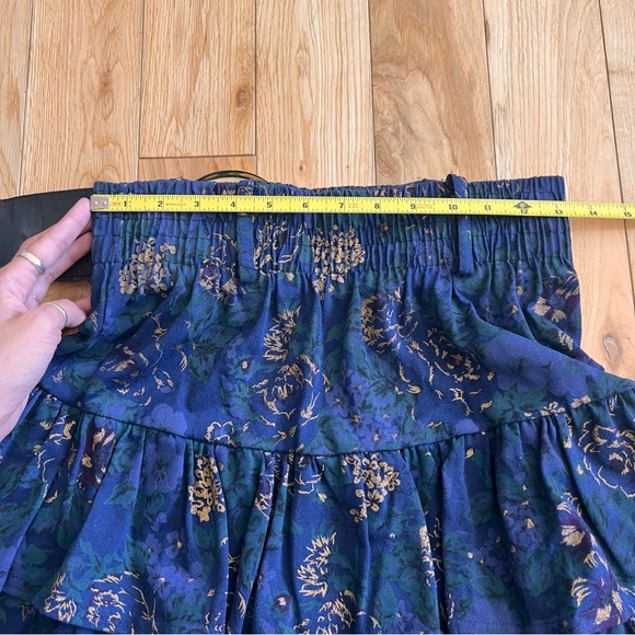 Vintage 90s 2 Piece Dark Blue Floral Belted Skirt and Top Set Size Small - Picture 13 of 13